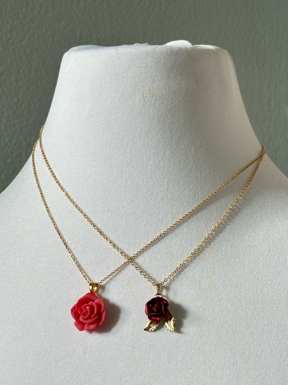 2 Belle Red Rose Disneybound Pendant Necklaces Cosplay Costume Cottagecore